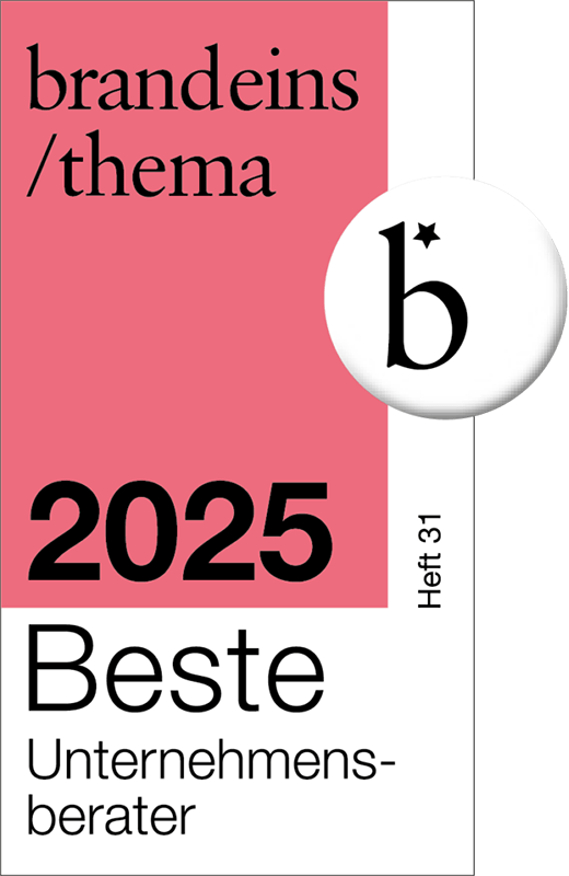 Auszeichnungssiegel von brand eins: Beste Unternehmensberater 2025