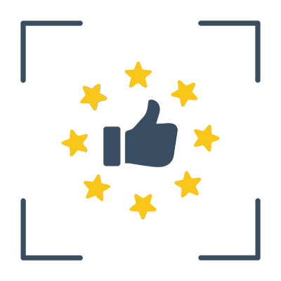 Icon mit Daumen hoch und 8 Sternen als Symbolbild für die ausgezeichnete Beraterqualität und langjährige Erfahrung der BCM. GmbH