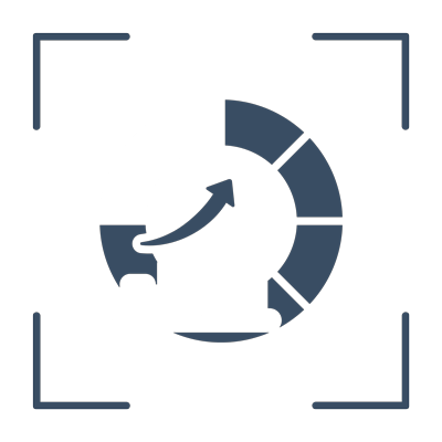 Icon mit Kreis und Kurvendiagramm als Symbolbild für die Steigerung des Marktanteils