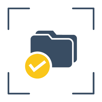 Icon mit File-Ordnen und abgehakter Checkbox als Symbolbild für die realisierten Projekte der BCM. GmbH