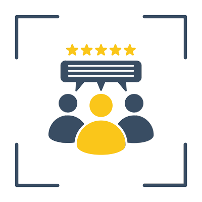 Icon mit Kundenavataren und 5-Sternebewertung als Symbolbild für zufriedene Kunden