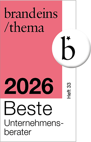 Auszeichnungssiegel von brand eins: Beste Unternehmensberater 2026